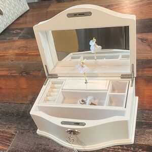 White Jewelry Box with Mirror and Music by
